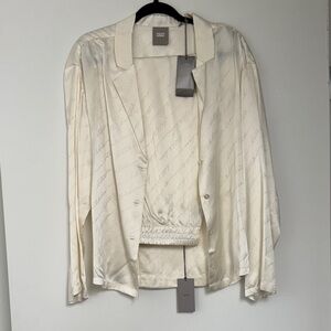 Kith Cream Silk-Satin Blazer